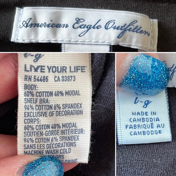 Amercian Eagle Live Your Life Strapless Top for Women w/Built in Shelf Bra sz L - Picture 12 of 13